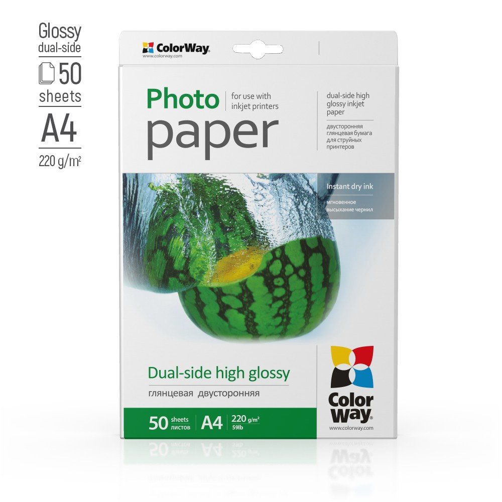 COLORWAY FOTOPAPIER CW VYSOKO LESKLY OBOJSTRANNY 220G/M2,50KS,A4 (PGD220050A4) https://www.andreashop.sk/files/kat_img/1.jpg_OID_7KTF000901.jpg
