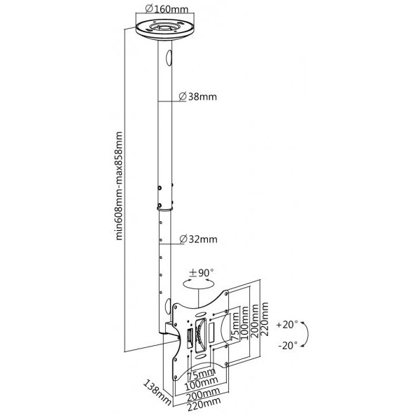 REFLECTA PALLAS EXTEND 85 STROPNY DRZIAK TV, 200X200, 60 - 85 CM https://www.andreashop.sk/files/kat_img/3.jpg_OID_SGUKI00101.jpg