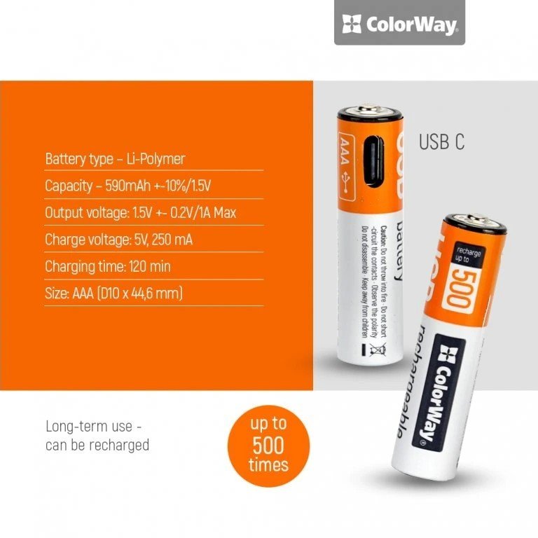 COLORWAY RECHARGEABLE BATTERY AAA MICRO USB-C 590MAH 1.5V (LI-POLYMER) (2PCS.) (CW-UBAAA-09) (CW-UBA https://www.andreashop.sk/files/kat_img/7.jpg_OID_~900006KCS.jpg