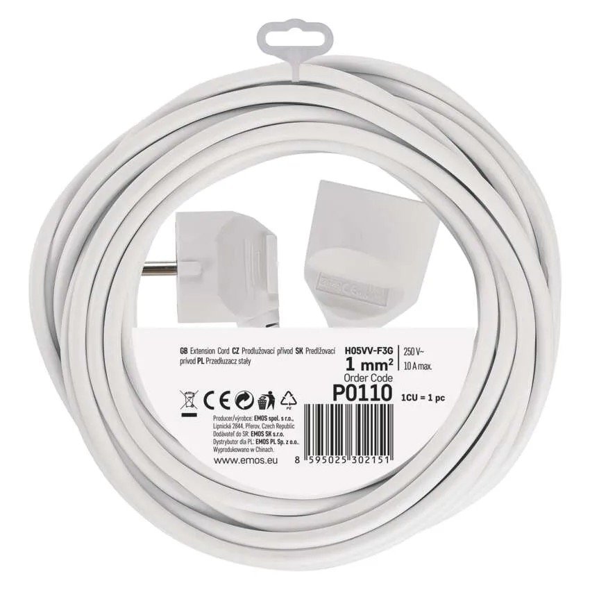 EMOS P0110 PREDLZOVACI KABEL 10 M/1 ZASUVKA/BIELY/PVC/1 MM2 https://www.andreashop.sk/files/kat_img/7.jpg_OID_~9000073MB.jpg