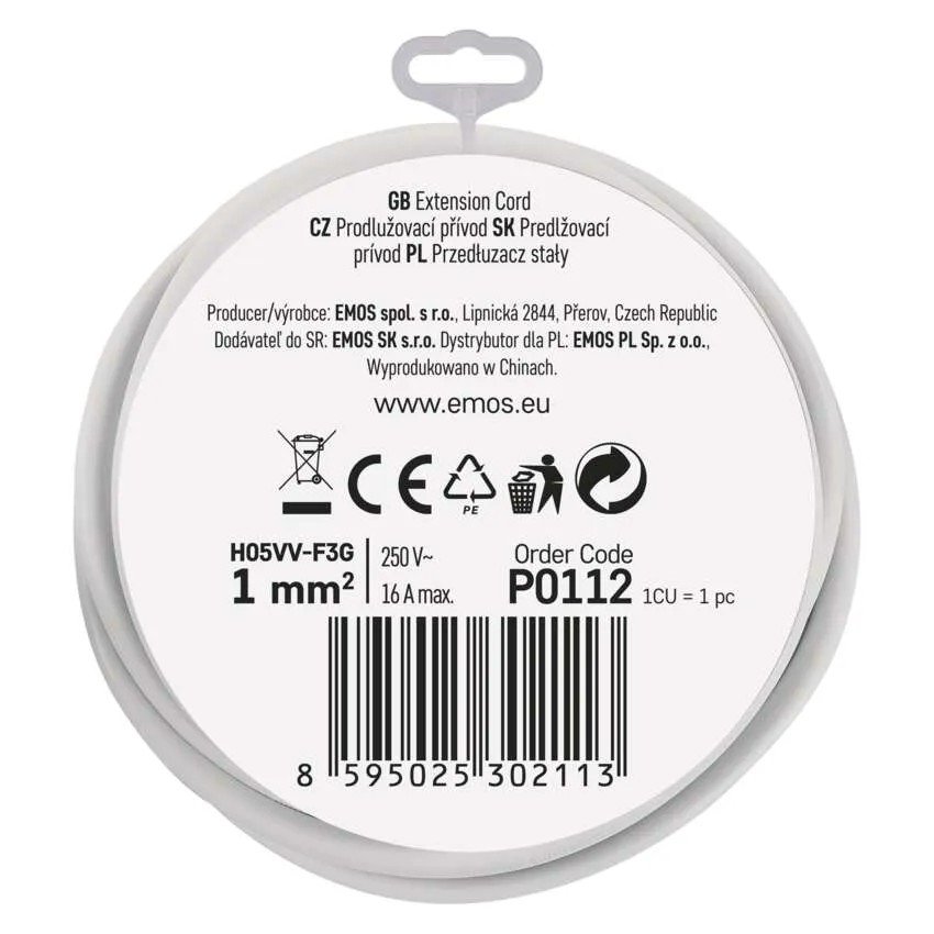 EMOS P0112 PREDLZOVACI KABEL 2 M/1 ZASUVKA/BIELY/PVC/1 MM2 https://www.andreashop.sk/files/kat_img/7.jpg_OID_~9000073N4.jpg