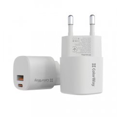 COLORWAY AC NAB. GAN3 POWER DELIV. PORT PPS USB (TYPE-C PD+USB QC3.0), 33W, BIELA, (CW-CHS043PD-WT)