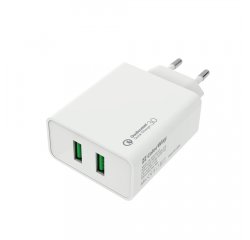 COLORWAY AC NAB. 2XUSB QUICK CHARGE 3.0 (36W) BIELA, (CW-CHS017Q-WT)
