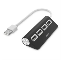 HAMA 200119 USB HUB, 4 PORTY, USB 2.0, CIERNY