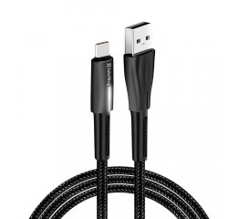 COLORWAY KABEL USB TYPE-C (ZINK ALLOY + LED) 2.4A 1M, BLACK (CW-CBUC035-BK)