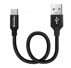 COLORWAY CABLE USB - TYPE-C 2.4A 25CM BLACK (CW-CBUC048-BK)